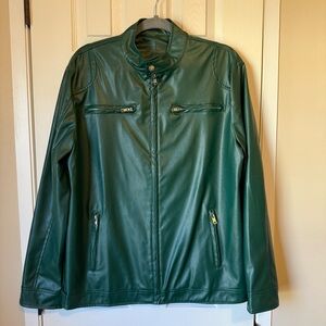 Men's Green Vegan Leather Jacket